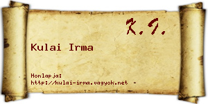 Kulai Irma névjegykártya
